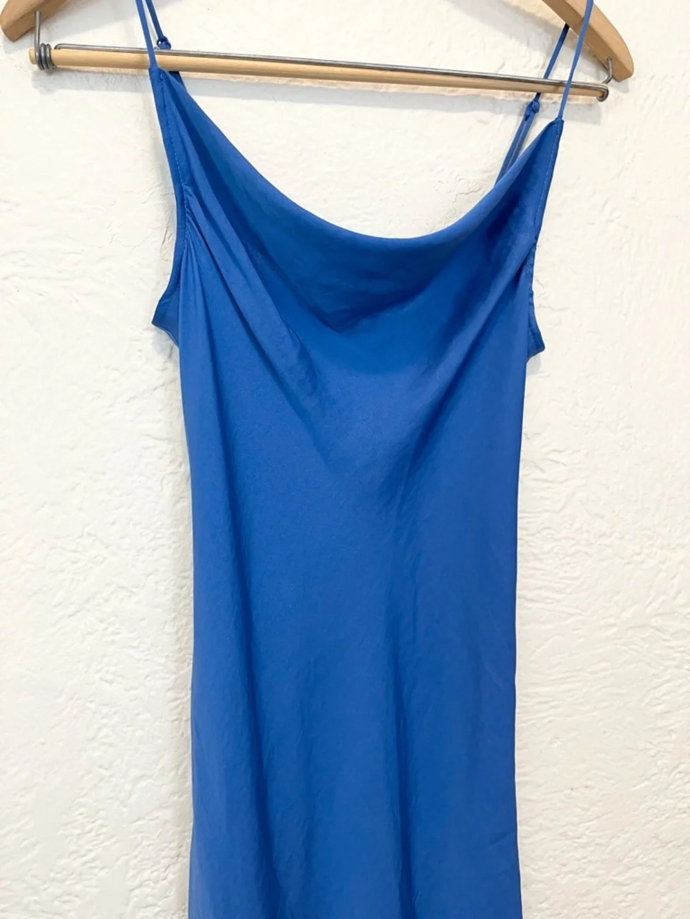 Intimately Free People Slip Dress Blue Satin Ruched Convertible Midi Mini XS